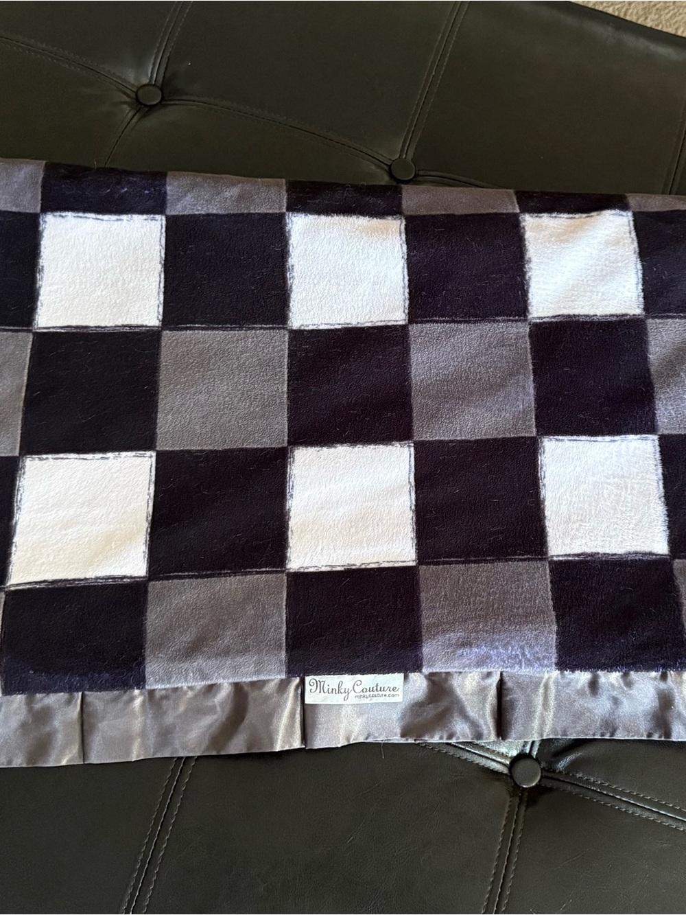 Minky Couture Black, White & Gray Checkerboard Throw